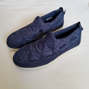 Sperry Moc Sider Quilt Nylon Slip On Shoe Navy Blue Microfleece Cozy